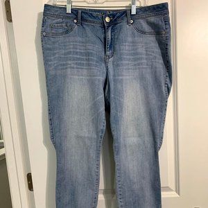 Light Blue Ankle Snap Closure Cropped Jeans Sz 14